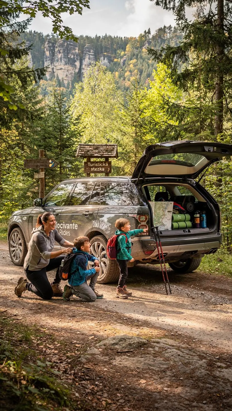 Skupina spokojených zákazníků při převzetí luxusního automobilu.