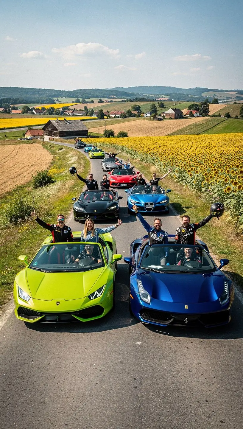 Luxusní sportovní automobil zaparkovaný na malebné české ulici.